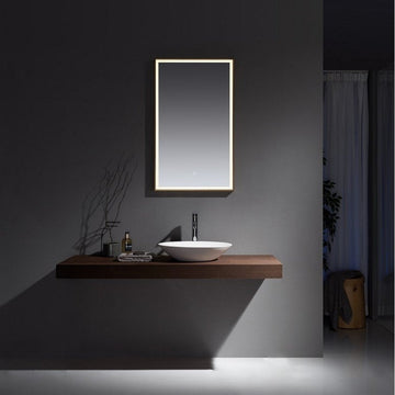 Winchcombe LED Bathroom Mirror with Touch Sensor 1000mm H x 600mm W - Brushed Brass Frame