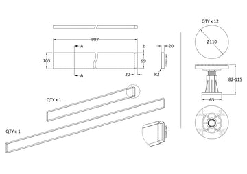 Leg Set Suitable for 1300-1800mm Rectangular & Walk in Trays