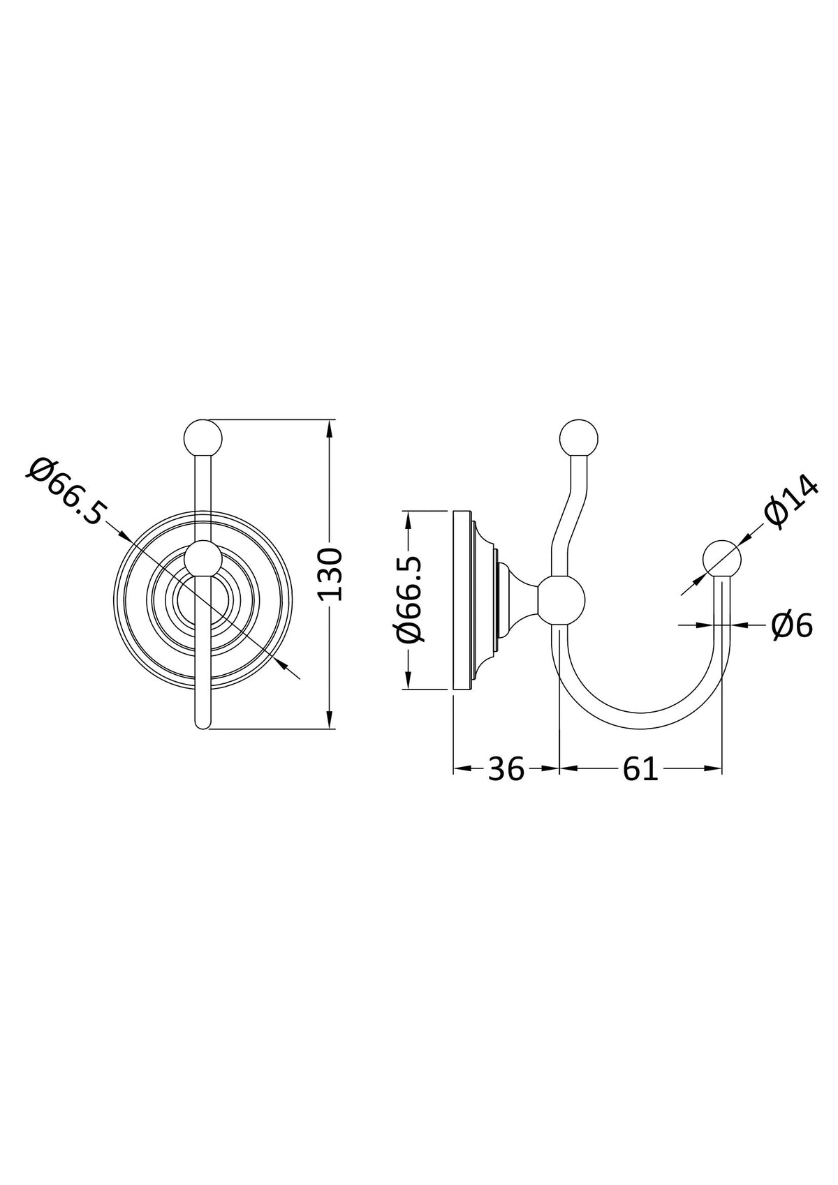 Traditional Double Robe Hook