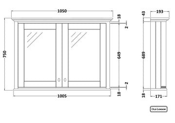 HR Wall Hung 2 Door Mirror Cabinet 600mm