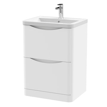 Lunar Floor Standing 2 Drawer Unit & Ceramic Basin, 600mm