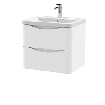 Lunar Wall Hung 2 Drawer Unit & Ceramic Basin, 600mm