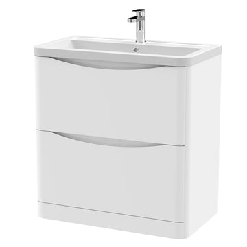 Lunar Floor Standing 2 Drawer Unit & Ceramic Basin, 800mm