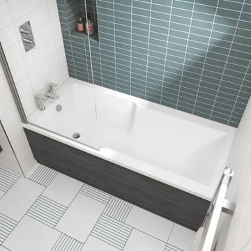 Shower Baths Eternalite Square Single Ended Straight Shower Bath 1700mm x 750mm