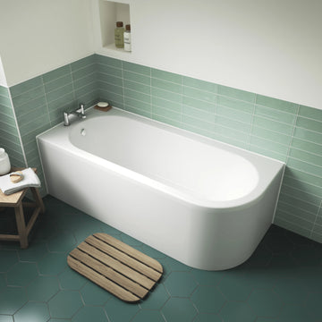 Left Hand Back to Wall Corner Bath - White