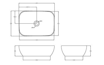 Luxe Square Vessel 455 x 325 x 135mm