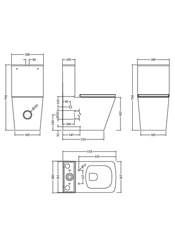 Ava Flush Rimless Toilet Pan, Cistern & Soft Close Seat