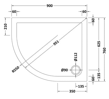 Slip Resistant Offset Slimline Quadrant Shower Tray Left Hand