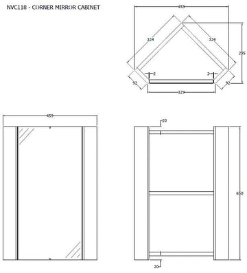 Mayford Wall Hung Corner Single Door Mirror Cabinet