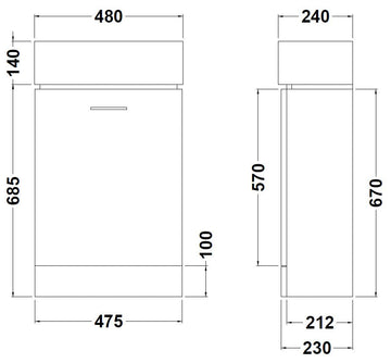 Mayford Floor Standing 1 Door Vanity Unit Compact 450mm