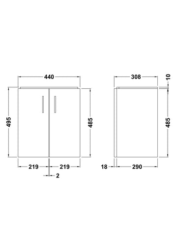 Mayford Wall Hung 2 Door Vanity Unit 450mm