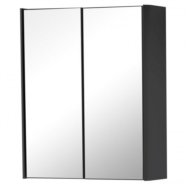 Arc 2-Door Mirror Bathroom Cabinet - Matt Graphite