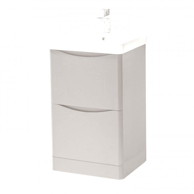 Arc Floor Standing 2-Drawer Vanity Unit with Basin - Matt Cashmere