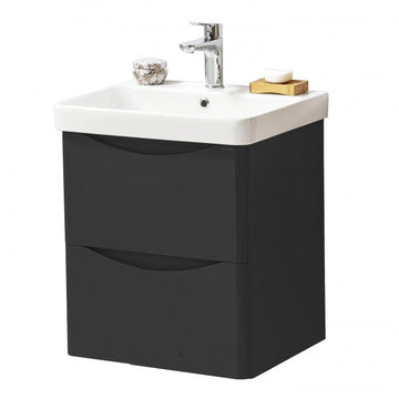 Arc Wall Mounted 2-Drawer Vanity Unit with Basin- Matt Graphite