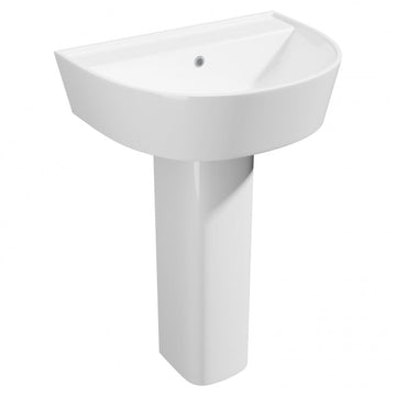 Prestige Genoa Round Basin with Full Pedestal 580mm Wide - 1 Tap Hole