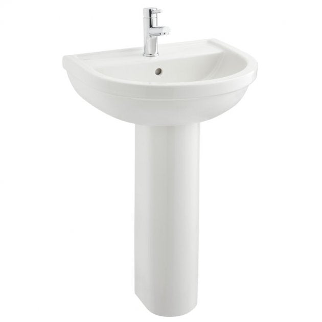 Prestige Milton Basin with Full Pedestal 550mm Wide 1 Tap Hole