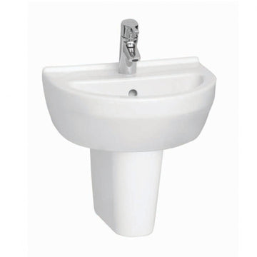 Prestige Style Cloakroom Basin with Semi Pedestal 450mm Wide - 1 Tap Hole