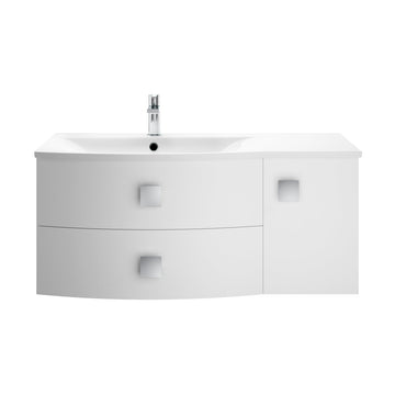 HR Sarenna Wall Hung Left Hand 2 Drawer 1 Door Vanity Unit with Polymarble Basin 1000mm