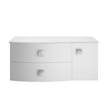 HR Sarenna Wall Hung Left Hand 2 Drawer 1 Door Vanity Unit with White Marble Top 1000mm