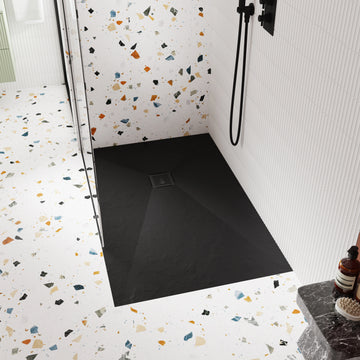 Square Shower Waste Black Top