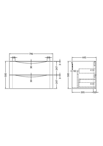 Components Wall Hung 2 Drawer Unit, 800mm