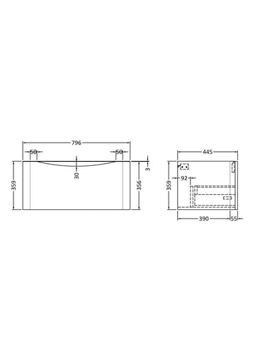 Components Wall Hung 1 Drawer Unit, 800mm