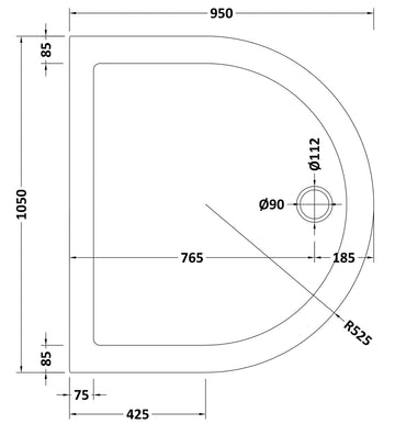 D Shaped Slimline Shower Tray